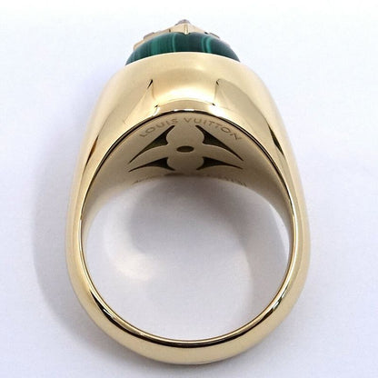 Louis Vuitton Signet Ring 55 18k Yellow Gold Malachite Diamond