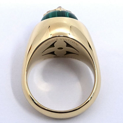 Louis Vuitton Signet Ring 55 18k Yellow Gold Malachite Diamond