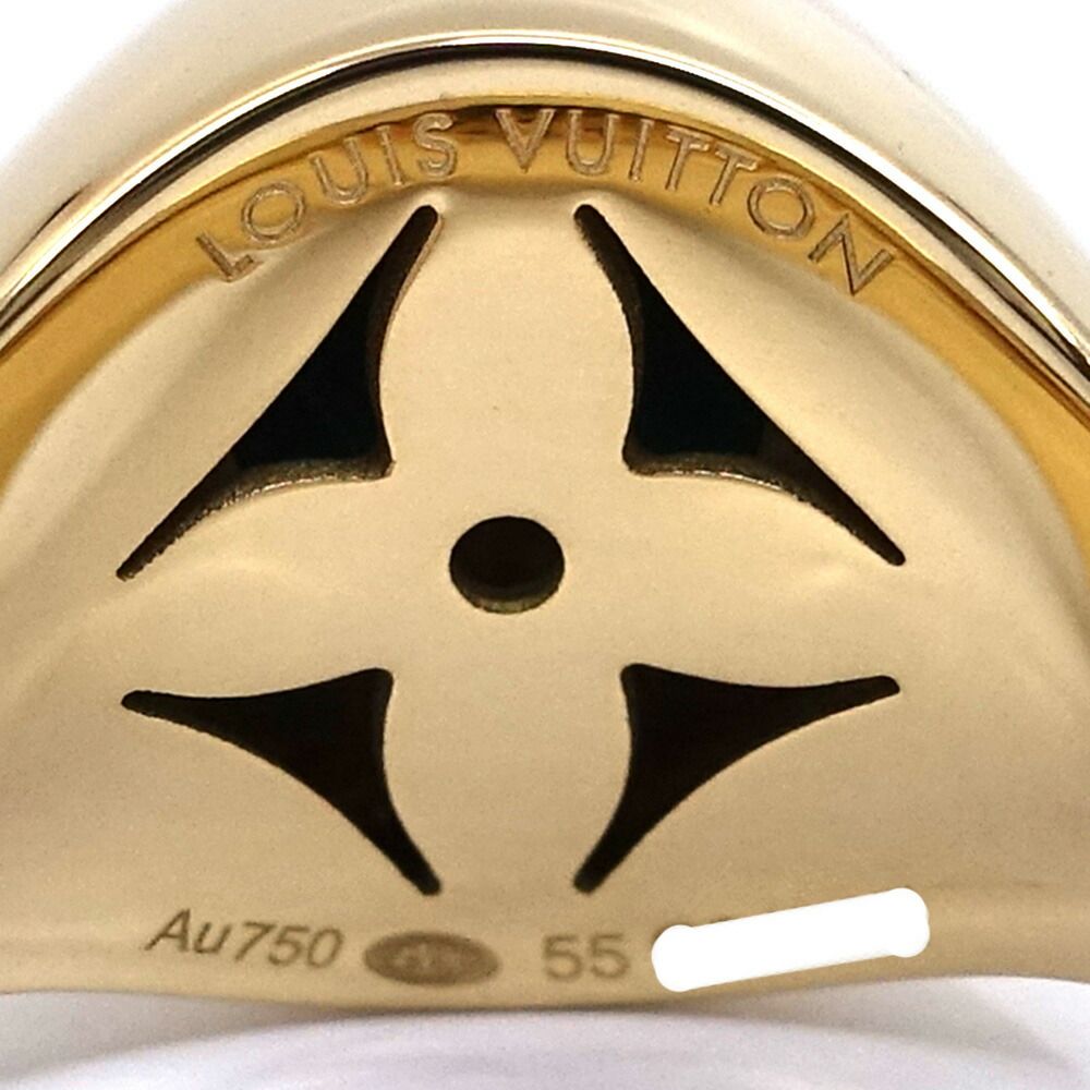 Louis Vuitton Signet Ring 55 18k Yellow Gold Malachite Diamond