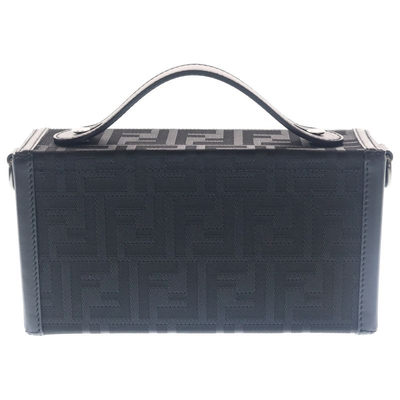 Fendi Baguette Soft Trunk 2-Way Shoulder Bag Black Leather Silver