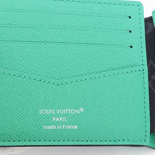 Louis Vuitton Portefeuille Calf Monogram Eclipse Bamboo Green Bifold Wallet