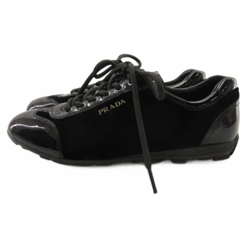 Prada Sports Sport Logo Velour Shoes Sneakers Black 35.5