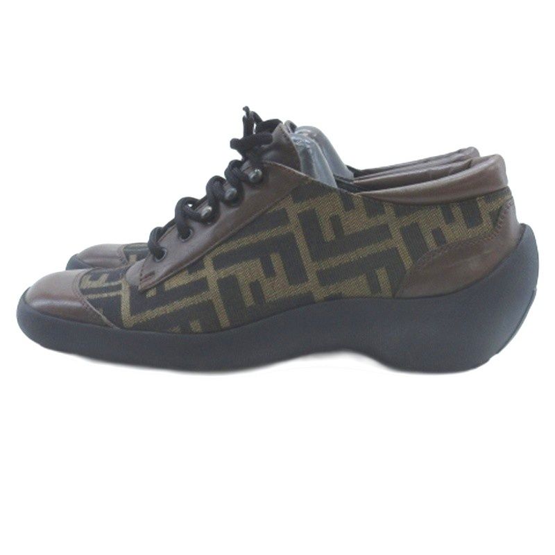 Fendi Zucca Pattern Sneakers Brown 36