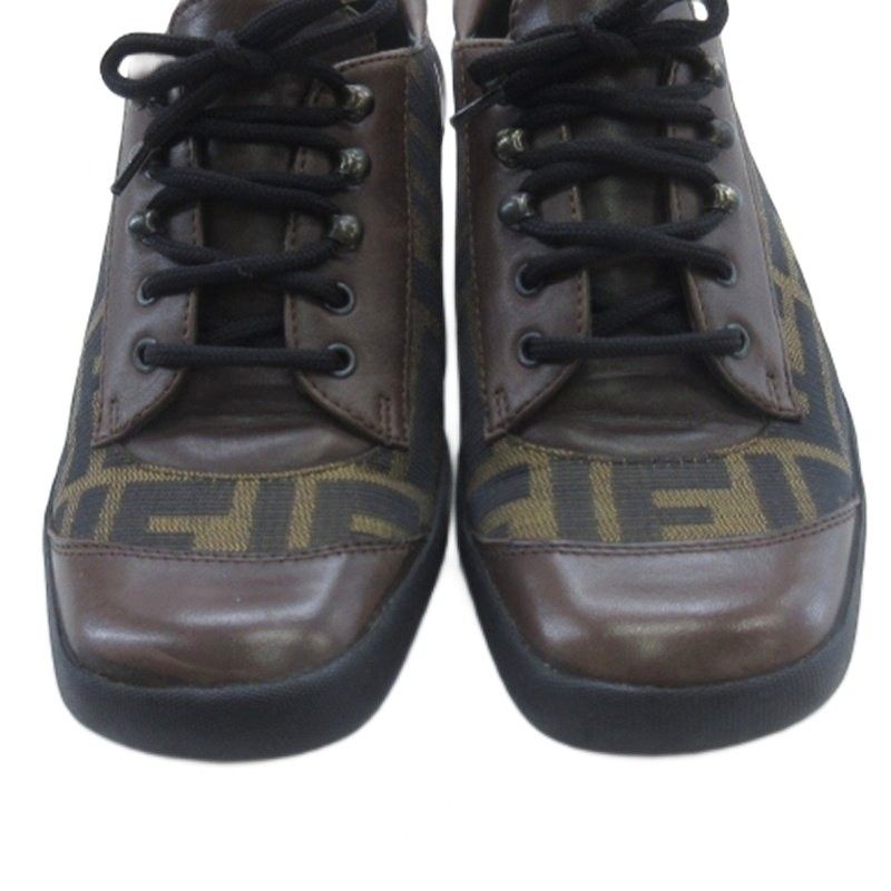 Fendi Zucca Pattern Sneakers Brown 36