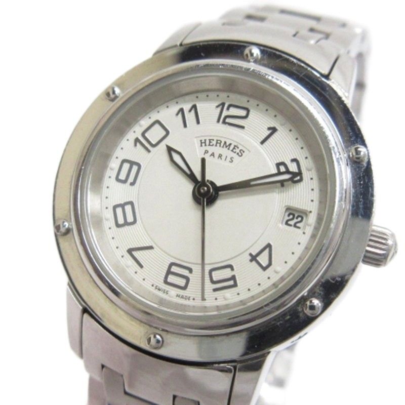 Hermes Clipper Watch Quartz White Dial