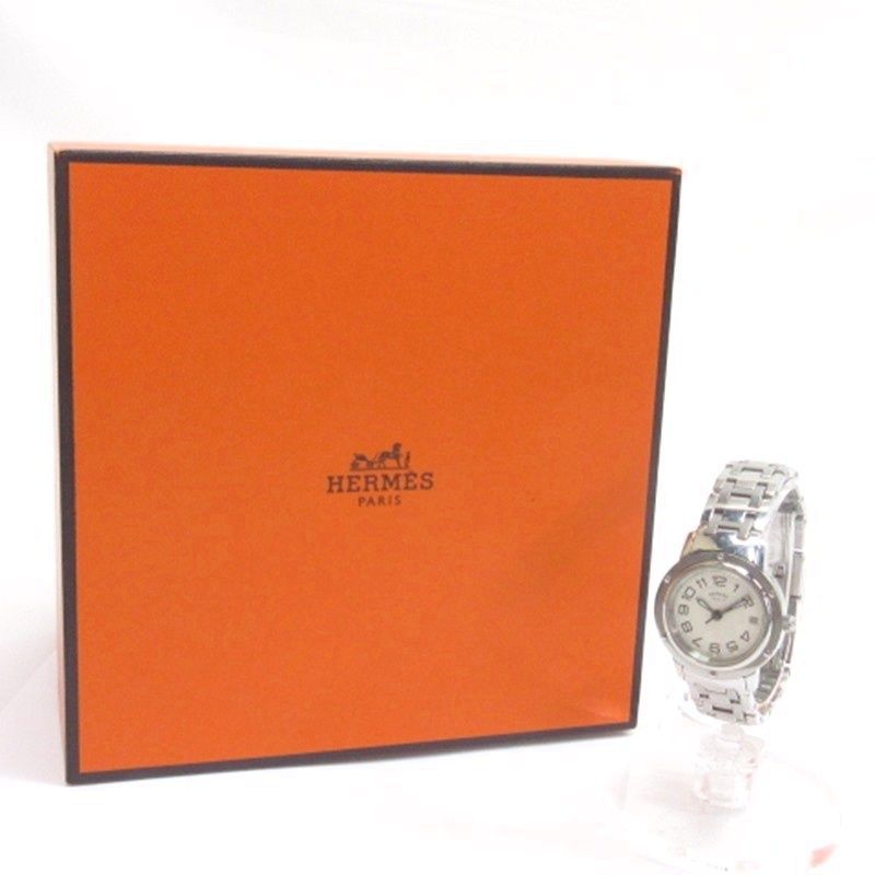 Hermes Clipper Watch Quartz White Dial