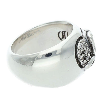 Chrome Hearts Heart in Band P Dmnd in Pave Diamond Silver Ring