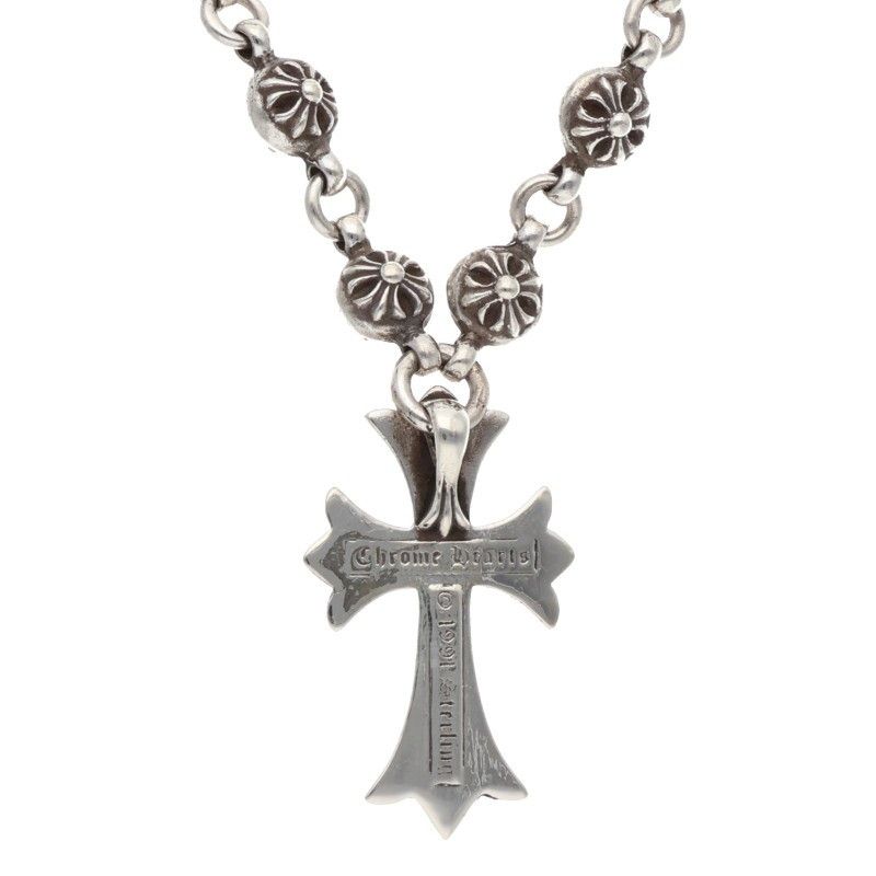 Chrome Hearts 1 Crsbl Chn Sml CH Crs Cross Ball Chain Small CH Silver Necklace