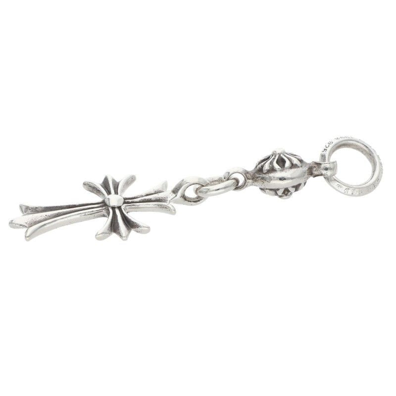 Chrome Hearts Tny CH Crs 1 Ball Tiny Ch Cross Charm Silver Necklace Top