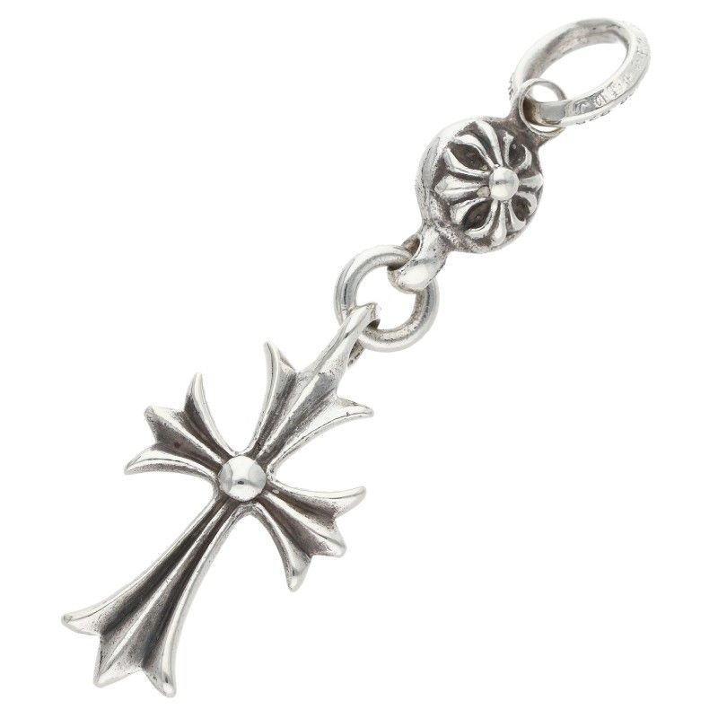 Chrome Hearts Tny CH Crs 1 Ball Tiny Ch Cross Charm Silver Necklace Top