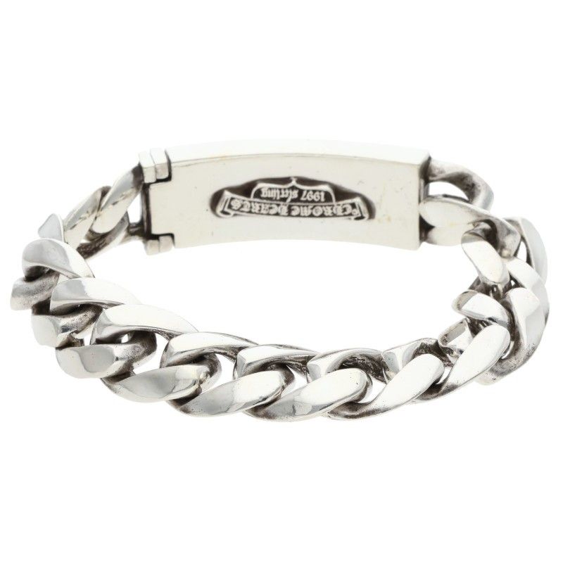 Chrome Hearts ID Floral Crs Cross ID Classic Silver Bracelet
