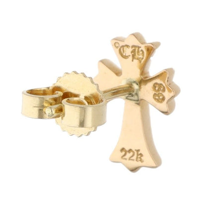 Chrome Hearts 22k CH Crss 2 Fat CH Cross Fat Stud Gold Earrings