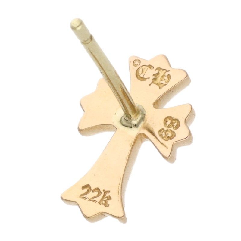 Chrome Hearts 22k CH Crss 2 Fat CH Cross Fat Stud Gold Earrings