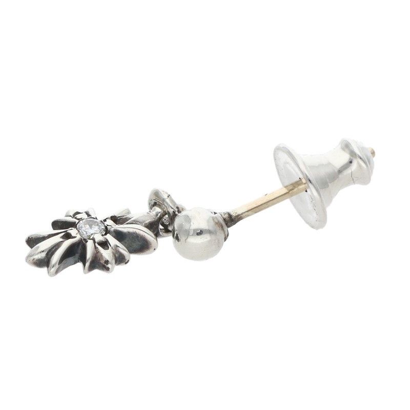 Chrome Hearts Tny CH Pls Dia Tiny Ech Plus Drop 1 Diamond Silver Earrings