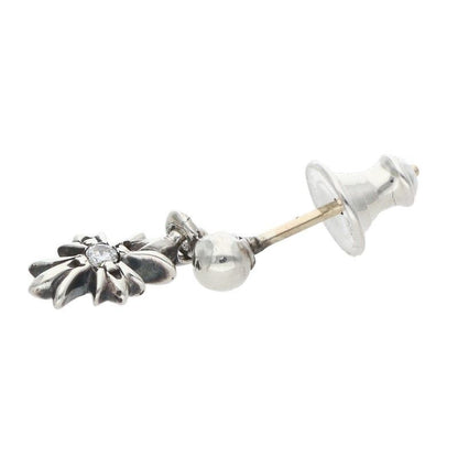 Chrome Hearts Tny CH Pls Dia Tiny Ech Plus Drop 1 Diamond Silver Earrings