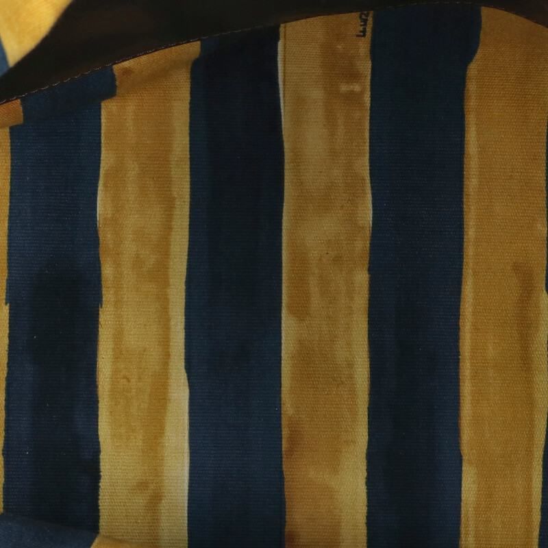 Fendi Ohf Striped Canvas Leather Handle Shoulder Tote