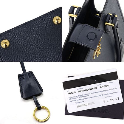 Prada Sapphia Leather Handbag Strap Navy Baltico
