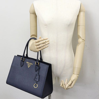 Prada Sapphia Leather Handbag Strap Navy Baltico