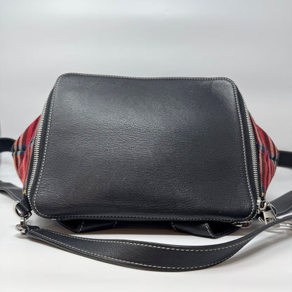 Loewe Backpack Goya Tartan Check Canvas Leather Black Red — view 5