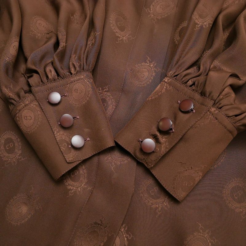 Dior Vintage Long Sleeve Shirt M Silk Satin Cdlogo