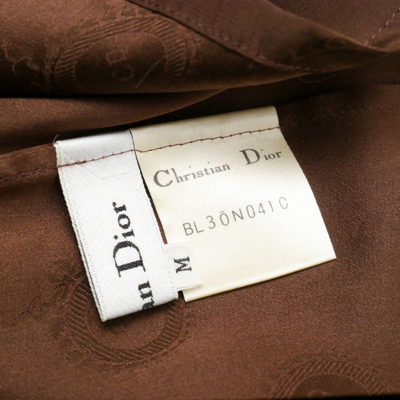 Dior Vintage Long Sleeve Shirt M Silk Satin Cdlogo