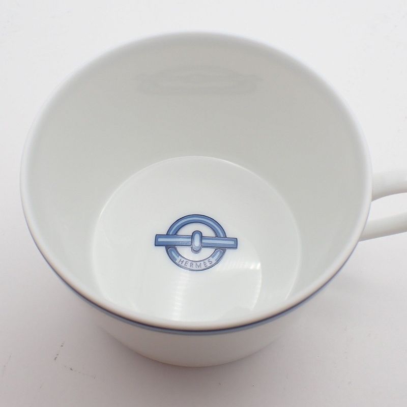 Hermes Chaine D'ancre Cup and Saucer White Hat
