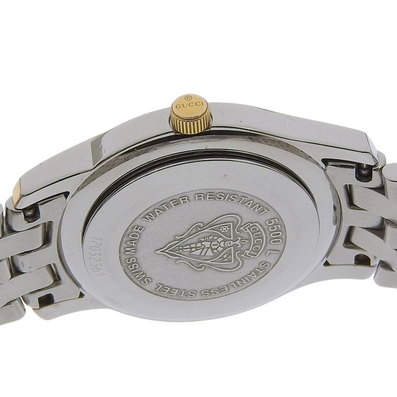 Gucci Stainless Steel Gold Plated Quartz Analog Display White Dial Watch
