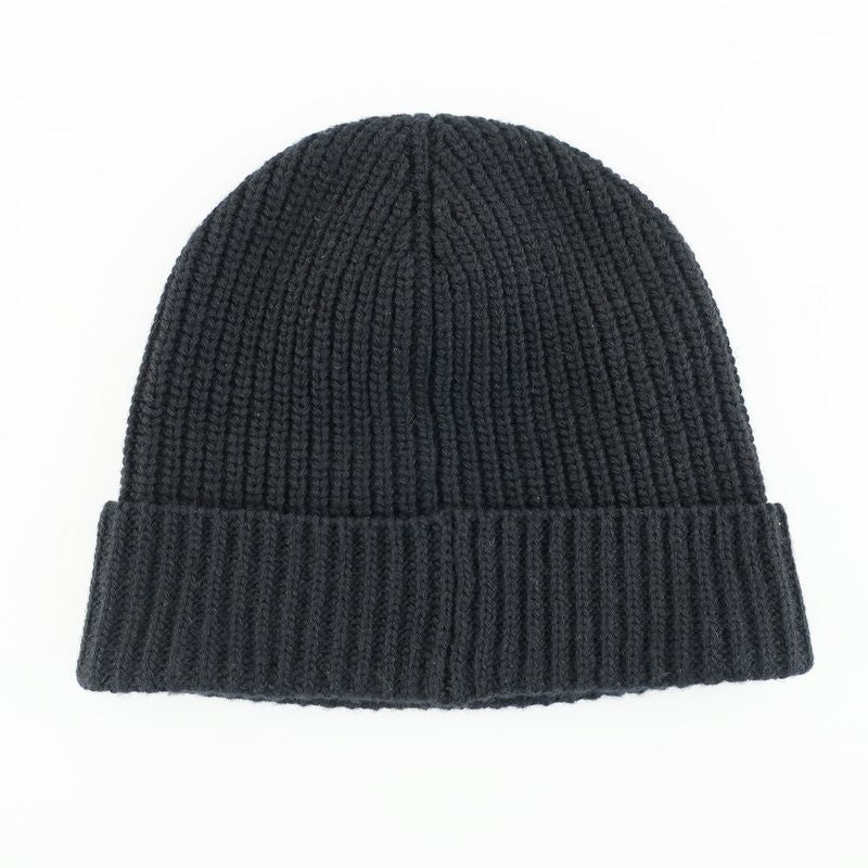 Celine Knit Cap Listed TU Black Logo Patch Beanie