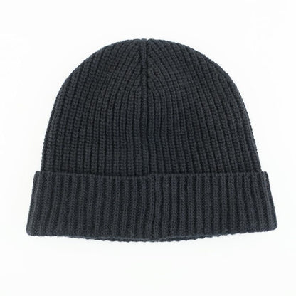Celine Knit Cap Listed TU Black Logo Patch Beanie