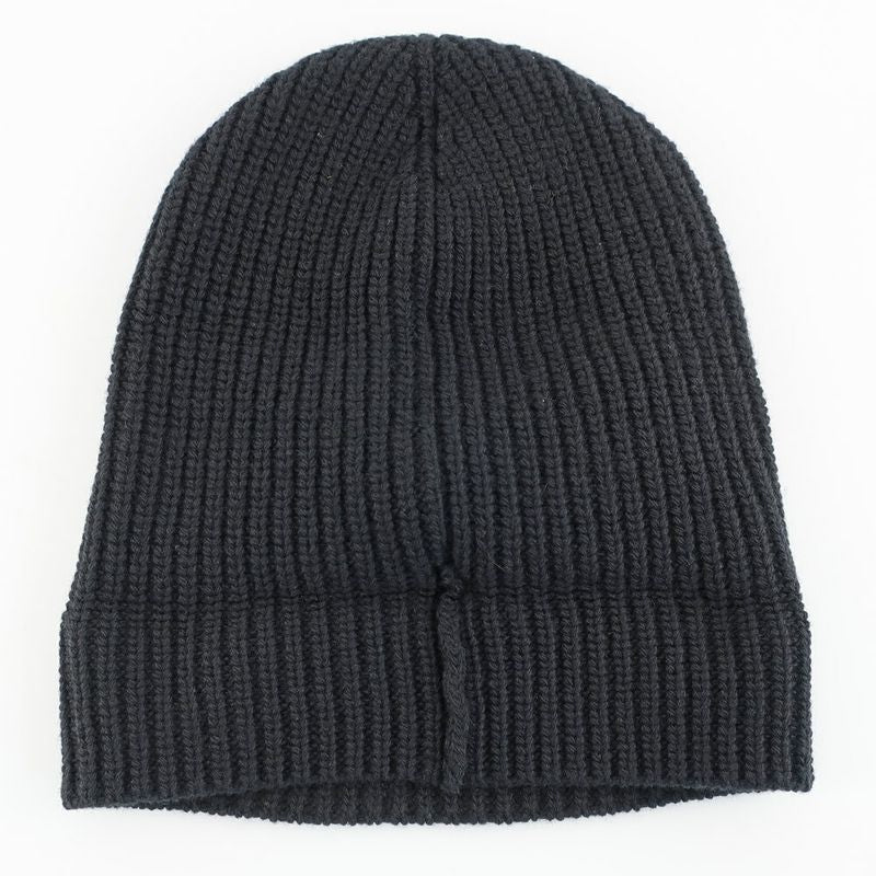 Celine Knit Cap Listed TU Black Logo Patch Beanie