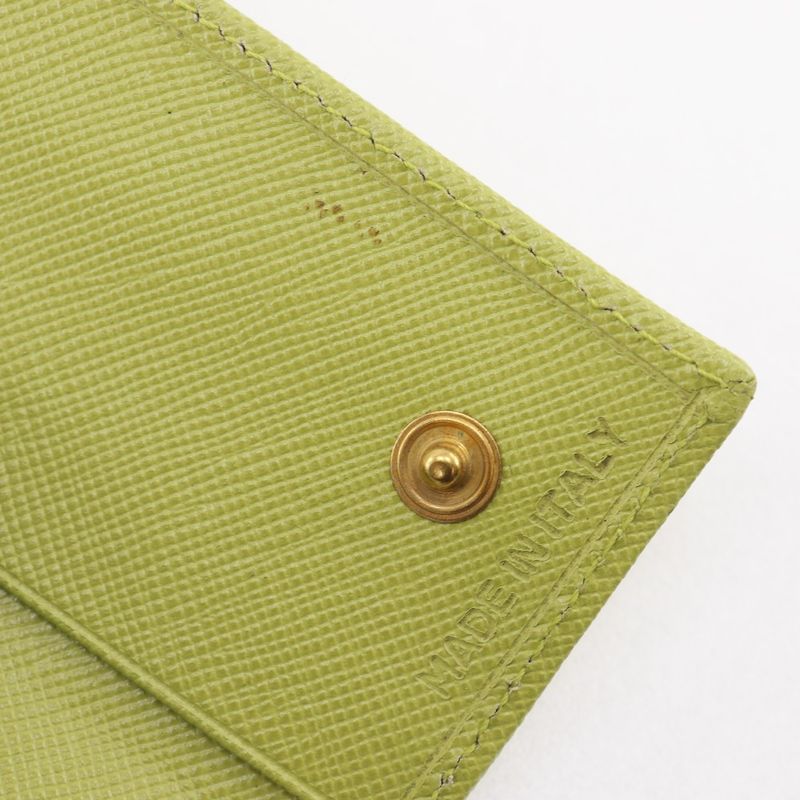 Prada Saffiano 6 Row Triangle Logo Leather Green Key Case Key Holder