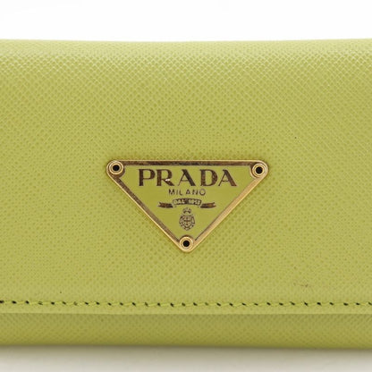 Prada Saffiano 6 Row Triangle Logo Leather Green Key Case Key Holder