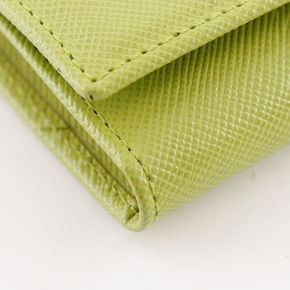 Prada Saffiano 6 Row Triangle Logo Leather Green Key Case Key Holder