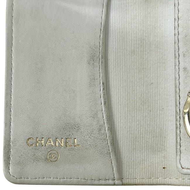 Chanel 4 Key Case White Quilted Leather Key Holder
