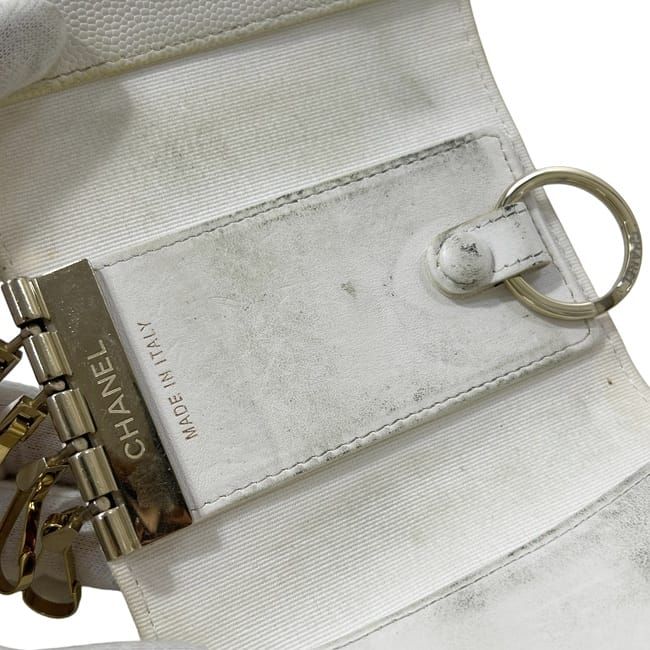 Chanel 4 Key Case White Quilted Leather Key Holder
