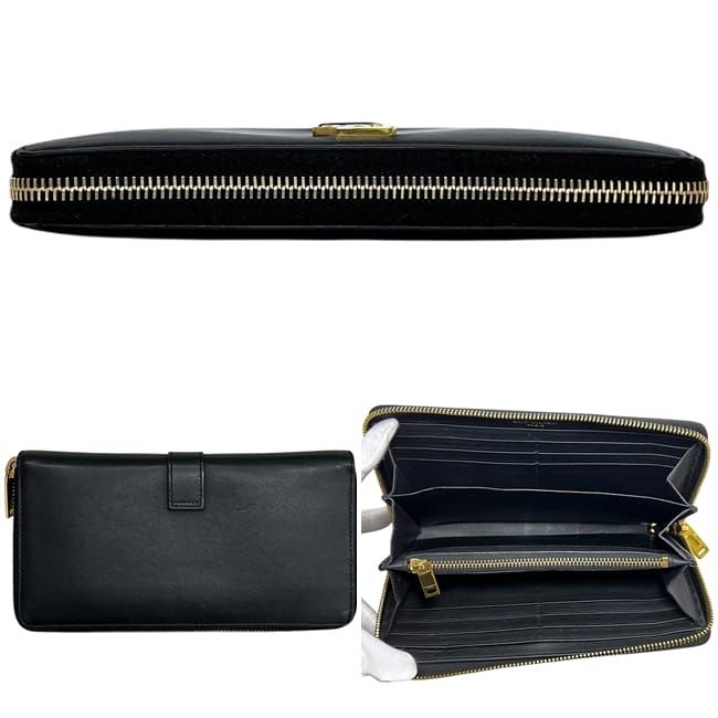 Saint Laurent Zip Around Wallet Black Cassandra Cfp
