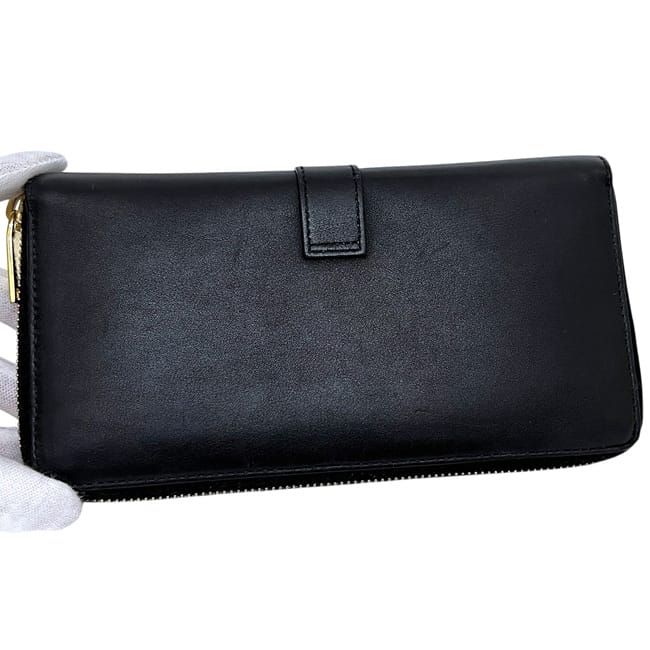 Saint Laurent Zip Around Wallet Black Cassandra Cfp