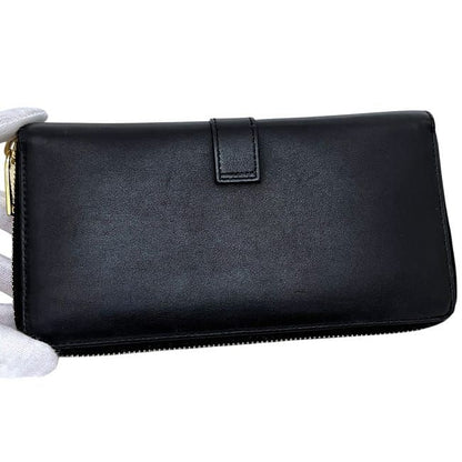 Saint Laurent Zip Around Wallet Black Cassandra Cfp