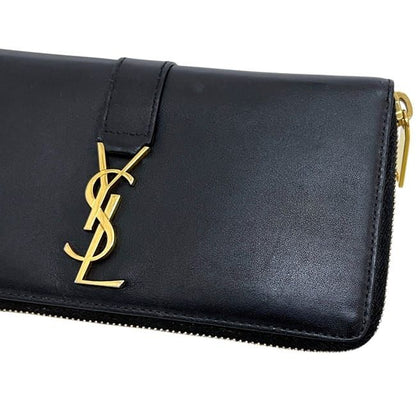 Saint Laurent Zip Around Wallet Black Cassandra Cfp