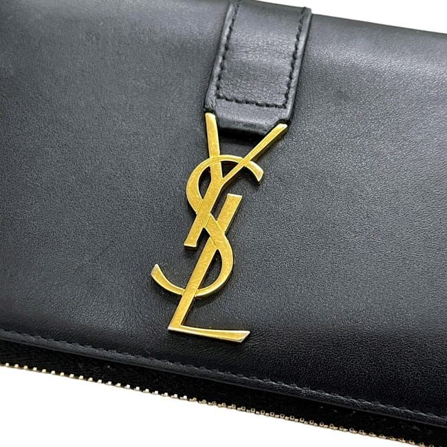 Saint Laurent Zip Around Wallet Black Cassandra Cfp