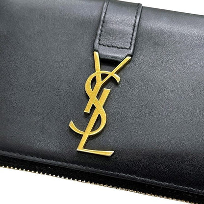 Saint Laurent Zip Around Wallet Black Cassandra Cfp