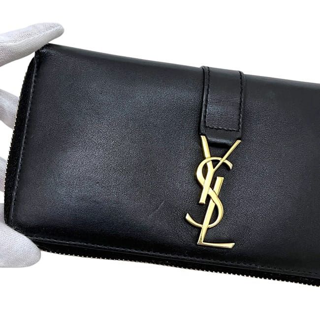 Saint Laurent Zip Around Wallet Black Cassandra Cfp