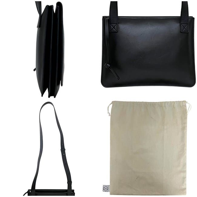 Loewe Shoulder Bag Gusset Flat Messenger Black