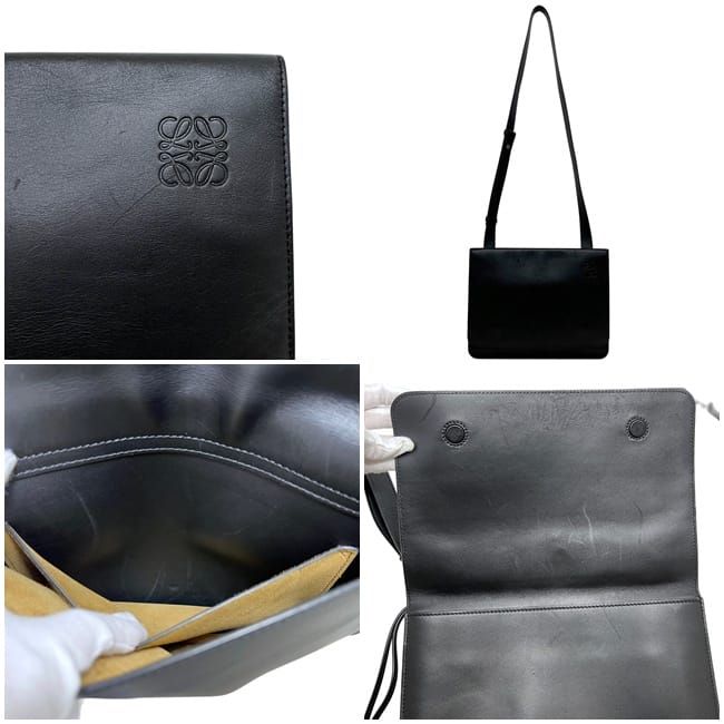 Loewe Shoulder Bag Gusset Flat Messenger Black