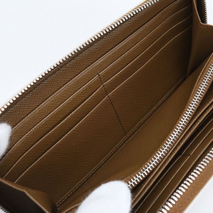 Prada Saffiano Leather Zip Around Wallet