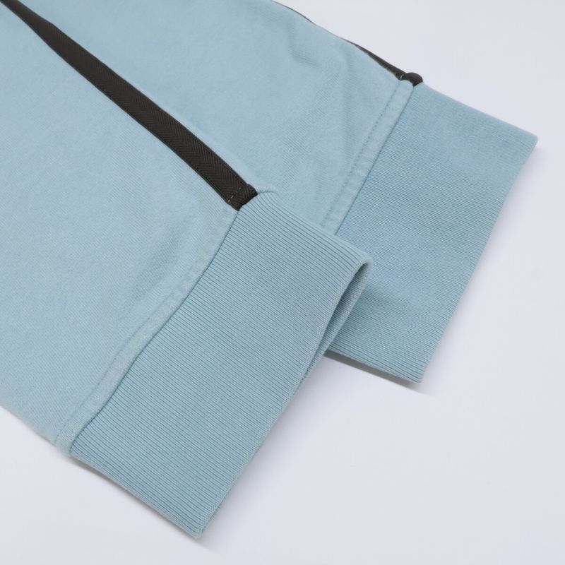Hermes Light Blue Cotton Herringbone Piping Brushed Lining Neck Sweatshirt Pull