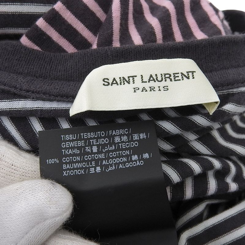 Saint Laurent Paris Gradient Border T-Shirt Top White Black XS