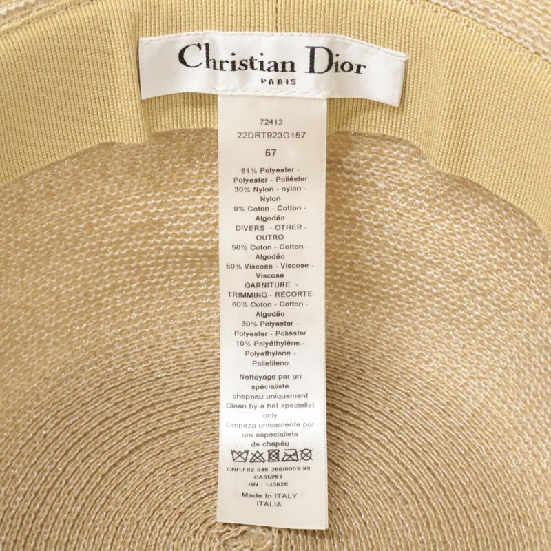 Dior Esort Resort Logo Tape Straw Hat 57