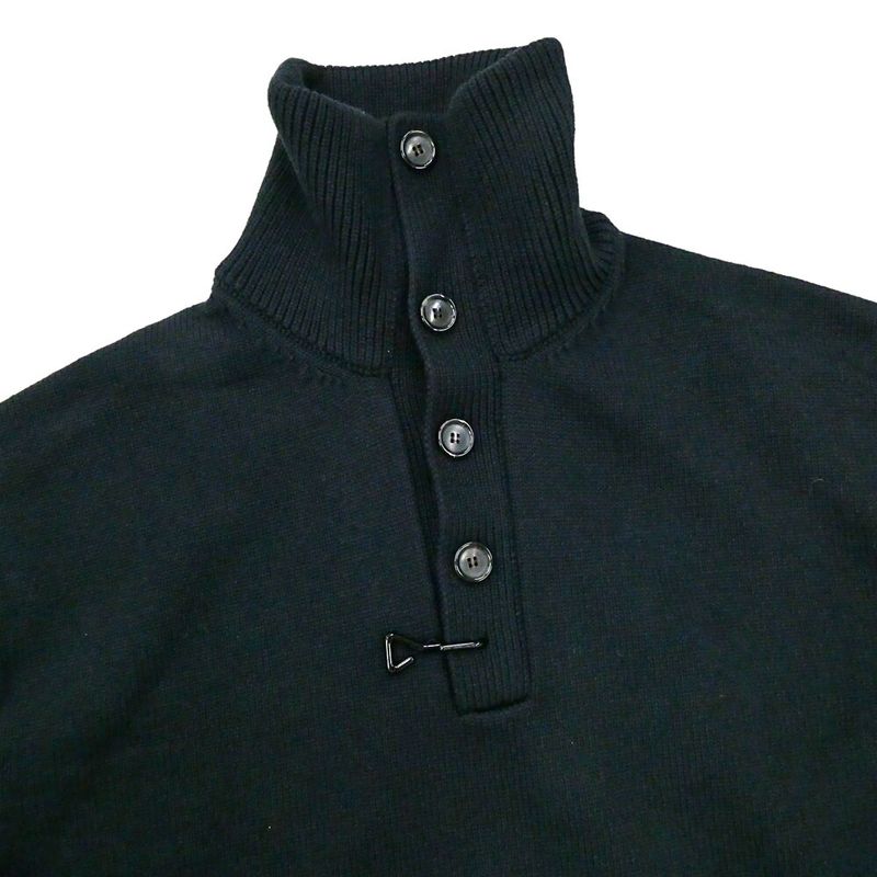 Louis Vuitton Wintari Camion Half Button Knit Black S Long Sleeve Sweater