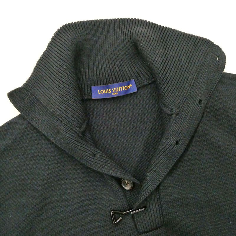 Louis Vuitton Wintari Camion Half Button Knit Black S Long Sleeve Sweater